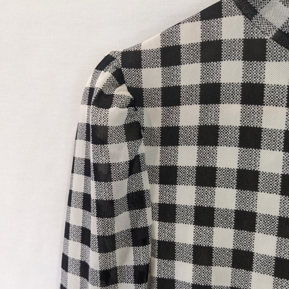Free People Gingham Checkered Sheer Fitted Turtleneck Size Medium - Picture 7 of 10